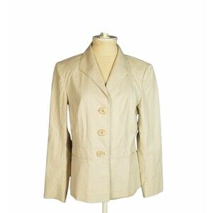 Lafayette 148 Women's Blazer tan with buttons and shoulder pads. Stylish size 8